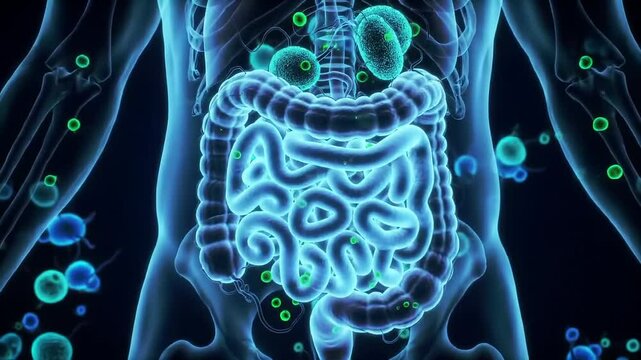 Human digestive system illustration highlighting internal organs
