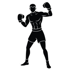 Victorious Boxer Silhouette Powerful Boxing Illustration