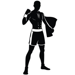Victorious Boxer Silhouette Powerful Strength and Victory