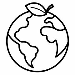 Green planet ecology outline icon on white background	