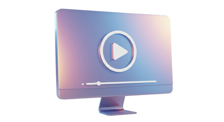 Isolated Computer Screen with Play Button