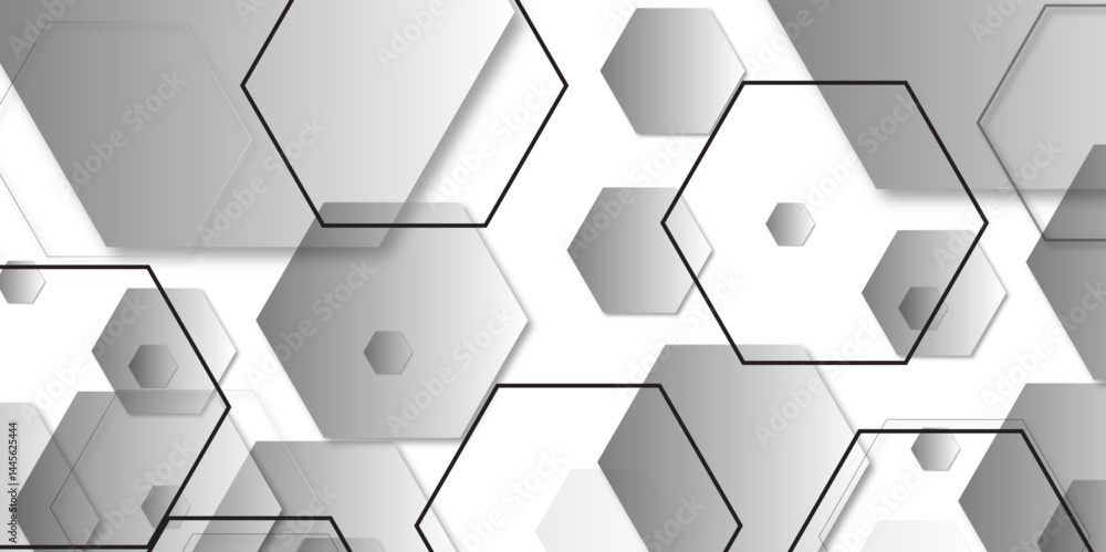 Aufkleber luxury hexagonal abstract black metal background with golden light lines. dark 3d geometric texture 