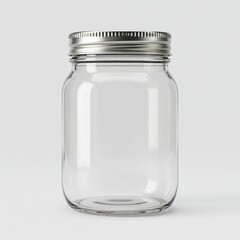 Reusable Glass Jar with Metal Lid on Light Background for Eco Kitchen Storage, Zero-Waste Lifestyle Blogs, Sustainable Product Branding, and Organic Pantry Organization
