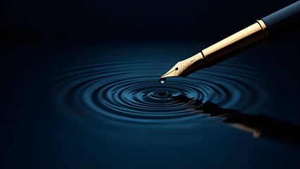 fountain pen on black background