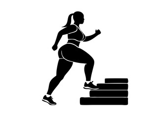 Plus Size Woman Step Aerobics Cardio Fitness Illustration