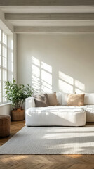 Cozy living room with natural light and comfortable furnishings in a modern home