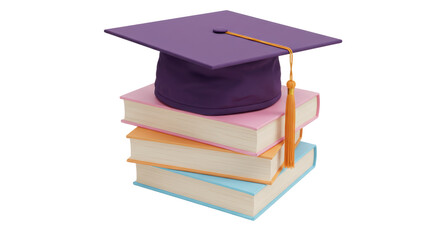 Isolated Graduation Cap on Books