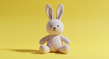 Obraz premium White Rabbit Toy on Yellow Background