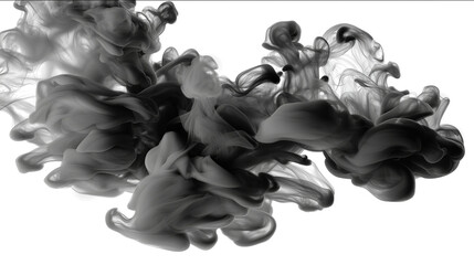 Abstract ink cloud isolated on white transparent background