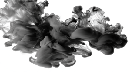 Abstract ink cloud isolated on white transparent background