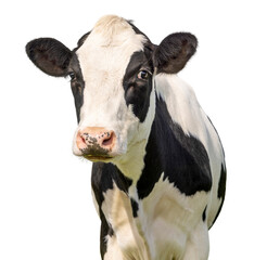 Cow cut out, black and white, milker cattle, pink nose and front view
