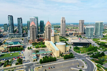 Aerial of downtown Mississauga, Ontario, Canada