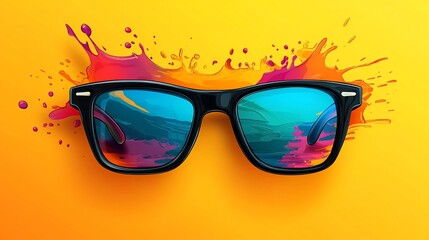 Vibrant Sunglasses with Colorful Splash, Modern eyewear for summer vibes
