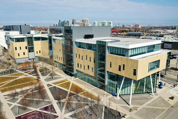 Aerial scene of Mississauga, Canada downtown