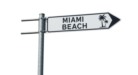 Isolated Miami Beach Sign Directing Tourist Destination