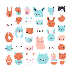 Obraz premium set of funny animals