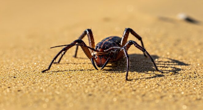 Close-up Deathstalker Scorpion Leiurus quinquestriatus Golden Dunes Venomous Arachnid Desert Wildlife