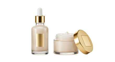 Isolated Cosmetic Cream and Serum Bottles Skincare Beauty