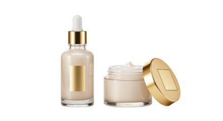 Isolated Cosmetic Cream and Serum Bottles Skincare Beauty
