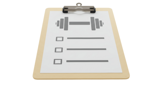 Isolated Clipboard with Dumbbell - Powered by Adobe