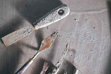 Close up Tools for forming clay on background