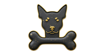 Isolated Dog Silhouette with Bone Pet Tag