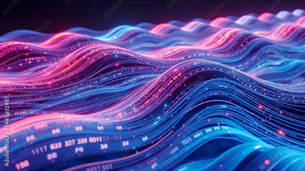 Aufkleber big data flowing through modern technology futuristic data stream