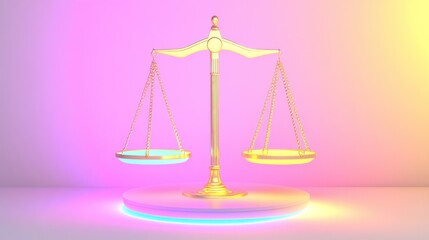 Golden Balance Scales in Pastel Light