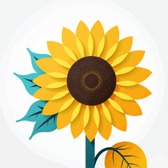 Cheerful_Sunflower_Illustration_Vector_Image_of_a_Bright_Yellow_Sunflower_with_Detailed_Petals_Against_a_Clean_White_Background_Perfect_for_Summer_Designs and Nature_Themes