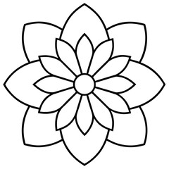 Ethereal Cosmos Flower Mandala Line Art