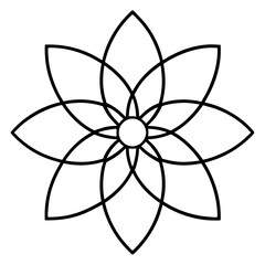 Ethereal Cosmos Flower Mandala Line Art