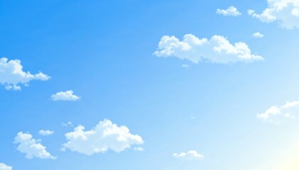 Vibrant Blue Sky with Fluffy White Clouds for a Calm Weather