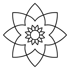 Ethereal Cosmos Flower Mandala Line Art