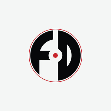 409 letter logo shape geometric math educational learning round circle ellipse gun target negative space F D