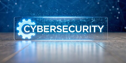 Modern Concept of Cybersecurity with Gear Motif and Digital Background for Tech Imagery