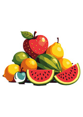 Fresh fruits and vegetables. illustration of fruit and vegetables.