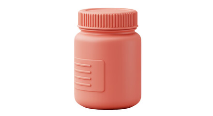 Isolated Salmon Pill Bottle with Ribbed Lid