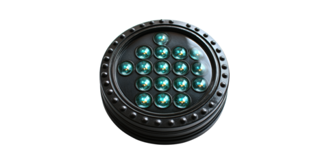 Round Led Light Array With Multiple Bulbs. Advanced Illumination Technology For Industrial Use Isolated On Transparent Background