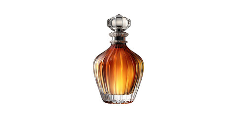 Elegant Crystal Decanter With Amber Liquid. Luxury Beverage Presentation And Sophisticated Design Isolated On Transparent Background