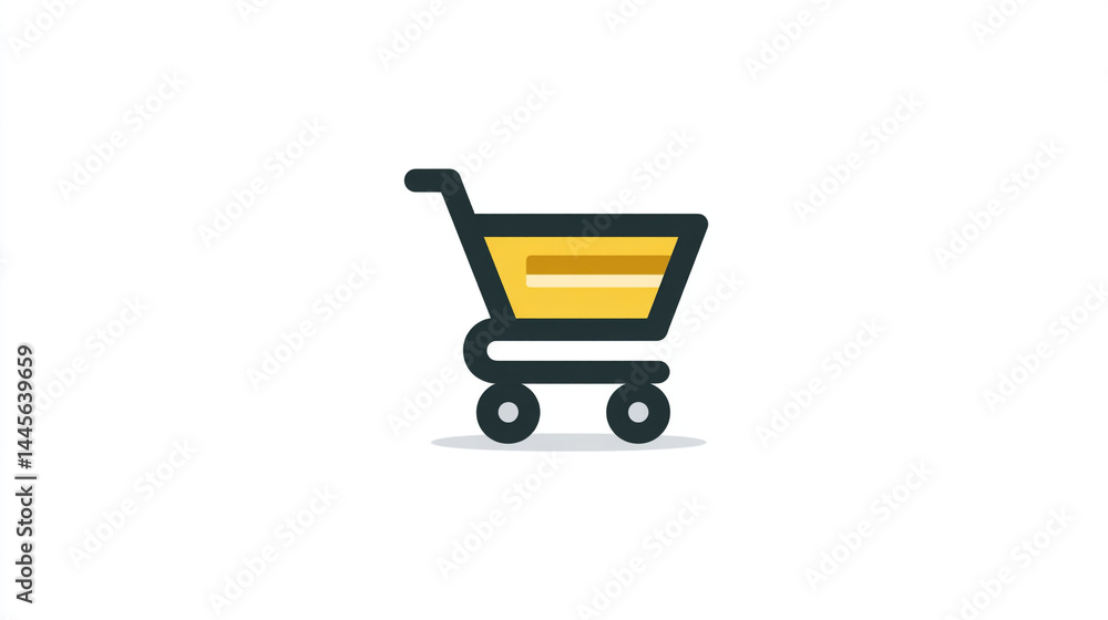 Poster simple yellow shopping cart icon design for website and app development a clean minimalist vector il