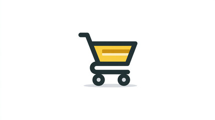Simple yellow shopping cart icon design for website and app development a clean minimalist vector illustration  add