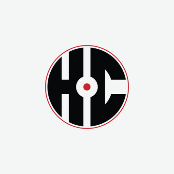 442 letter logo shape geometric math educational learning round circle ellipse gun target negative space H C