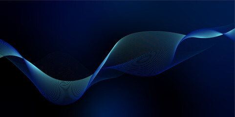 Abstract digital future technology concept blue smooth lines background. Wavy curve lines and . frequency sound wave, twisted curve lines background. Banner design.	
