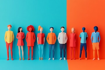 Stylish Paper People Group Teamwork Collage Illustration