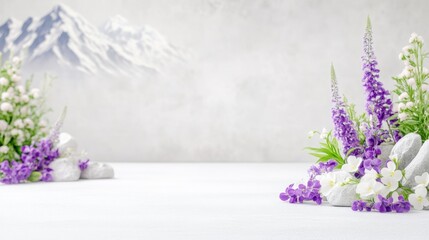 Spring floral arrangement on a light background