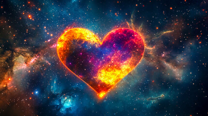 Heart nebula in space with colorful stars and cosmic background, symbolizing love and romance
