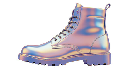Isolated Holographic Combat Boot with Laces