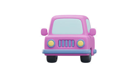 Isolated Pink Cartoon Car for Kids