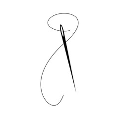 Simple Needle and Thread Illustration for Sewing and Craft Projects