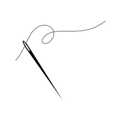 Simple Needle and Thread Illustration for Sewing and Craft Projects